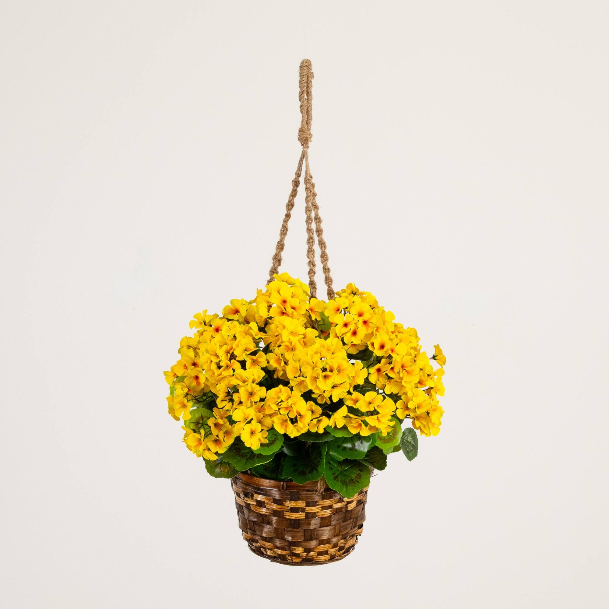 19" UV Resistant Artificial Geranium Plant in Hanging Basket
